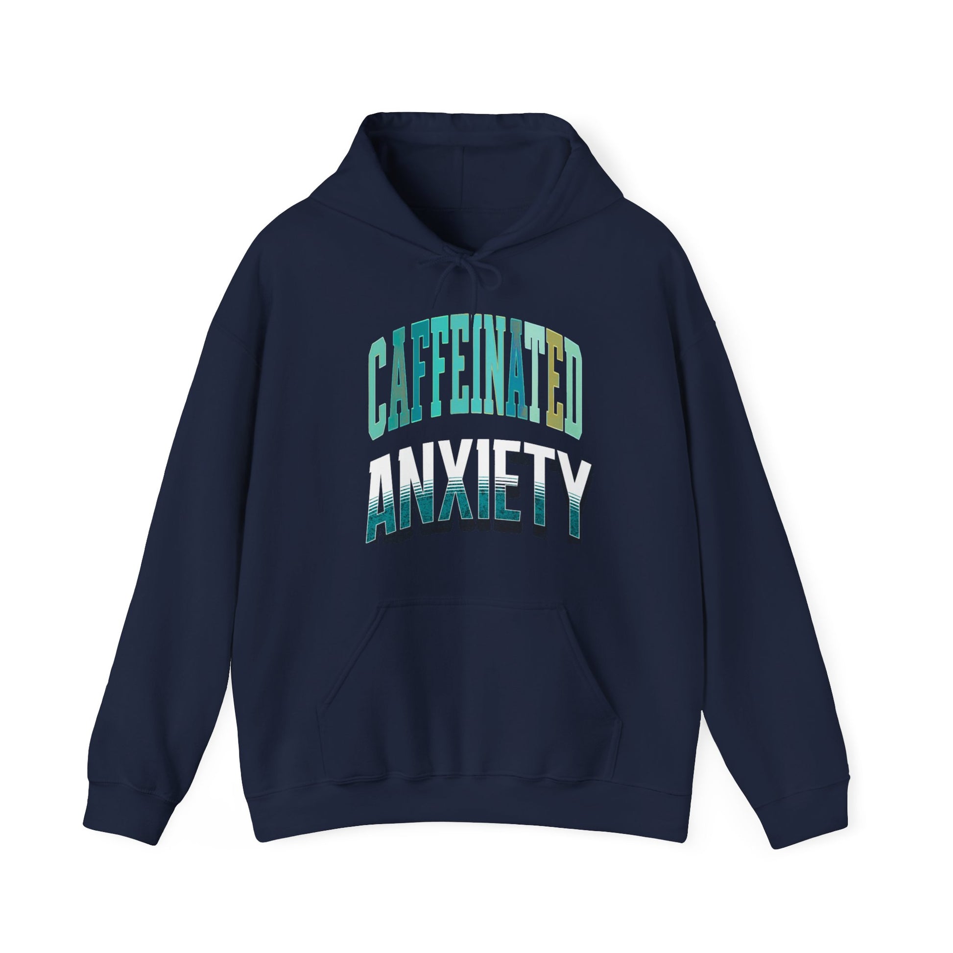 Graphic Typography Hooded Sweatshirt, Caffeine and Anxiety Unisex Hoodie, Funny Coffee Lover Gift - Pepper Rose Prints