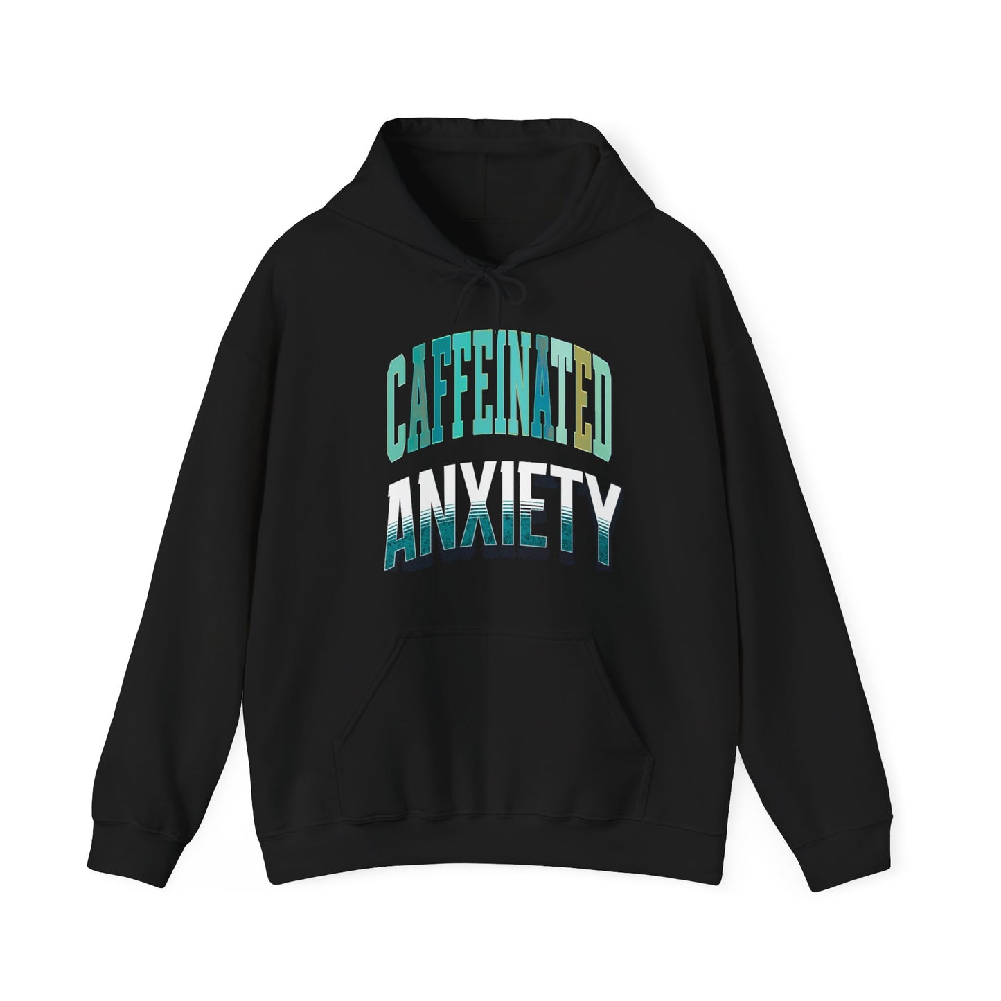 Graphic Typography Hooded Sweatshirt, Caffeine and Anxiety Unisex Hoodie, Funny Coffee Lover Gift - Pepper Rose Prints